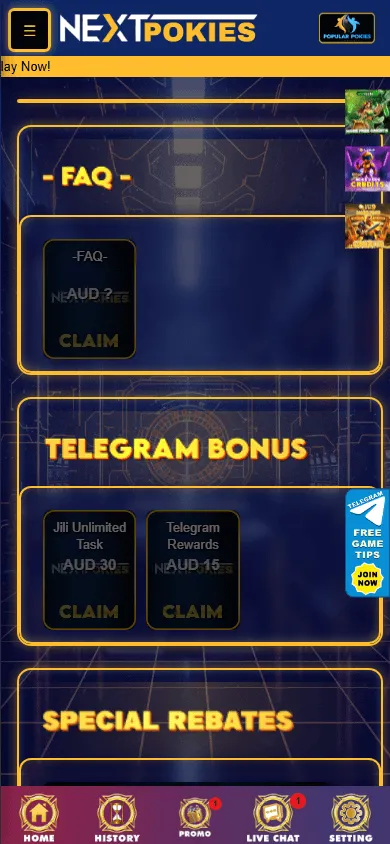 Nextpokies Casino promotions area on a mobile device